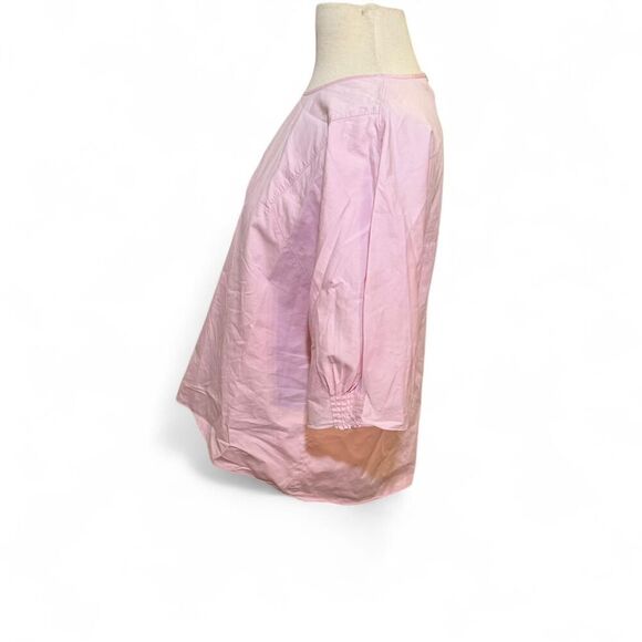 Tibi Pink Cotton Blouse Women’s Size M Elbow Sleeve Boxy Top - Picture 2 of 8